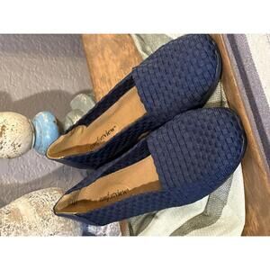 Comfortview Navy Blue Woven Fabric Flats